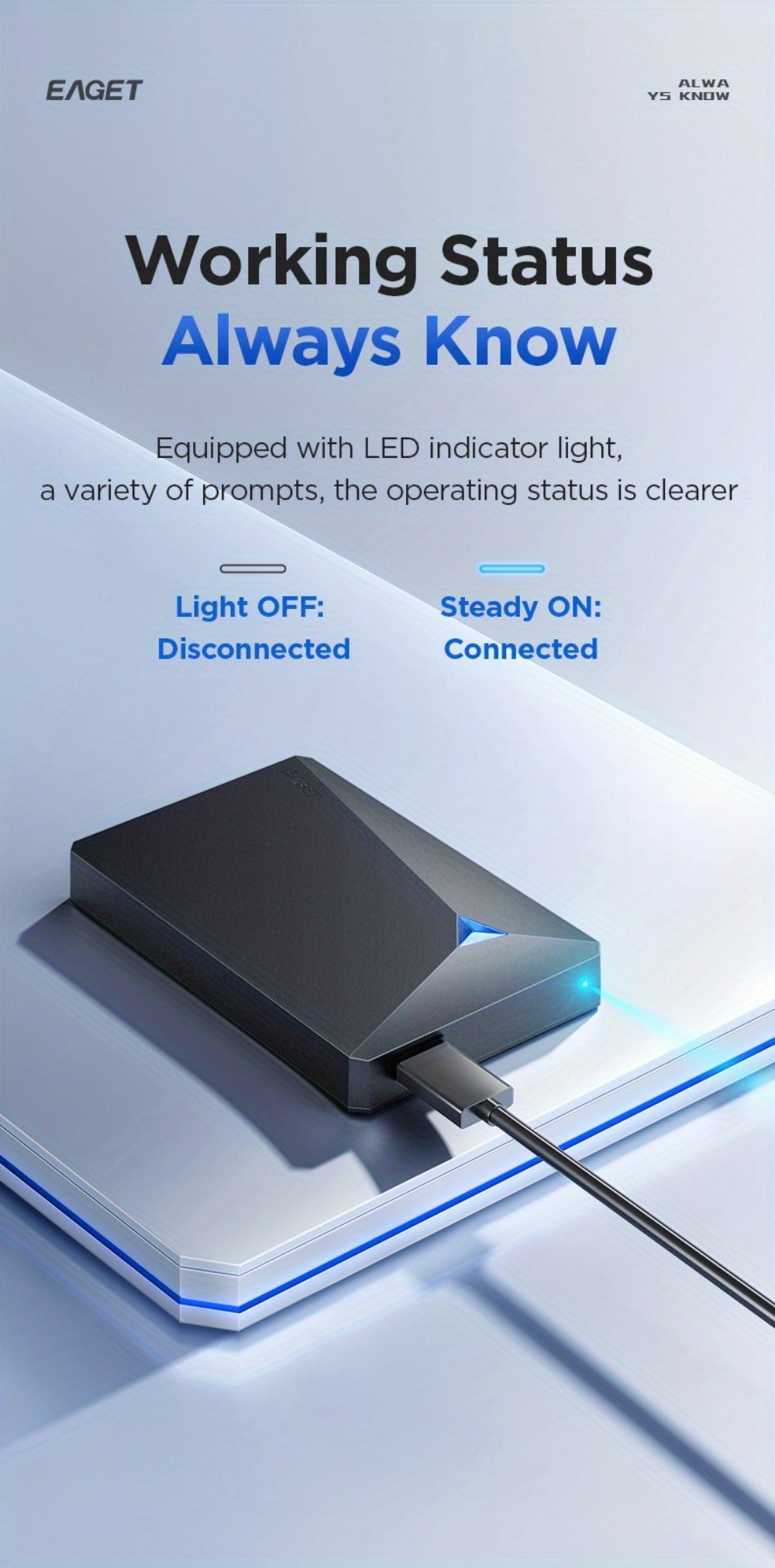 1TB Dual-Disk External Hard Drive USB 3.0 5Gbps High Speed 2.5 Inch Portable HDD Plug and Play for PC Laptop Mac PS4 Xbox Smart TV Data Backup Storage Drive
