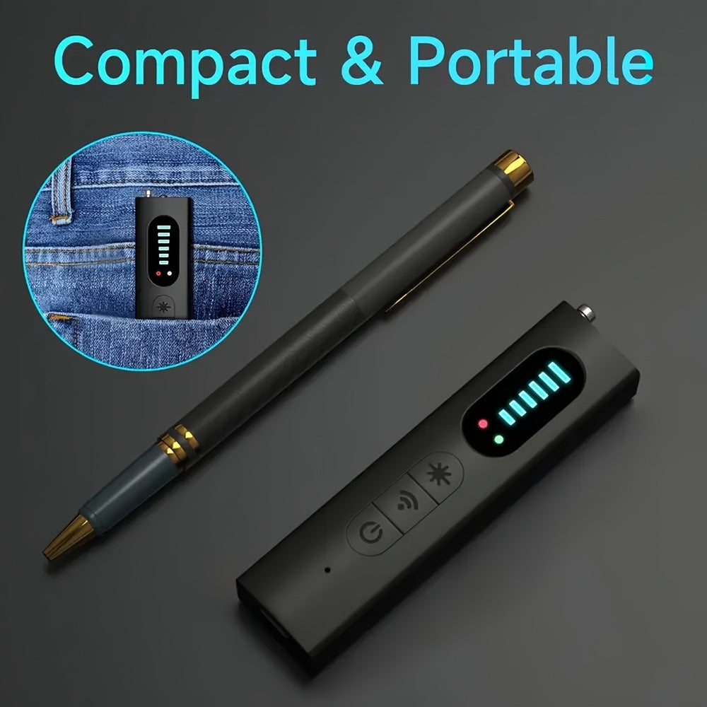 Anti Spy Hidden Camera Detector RF Signal Scanner Portable Bug Detector, GPS Tracker Finder, Listening Device Detector, Rechargeable Wireless Security Sweep Tool for Travel Hotel Airbnb Car Home Office