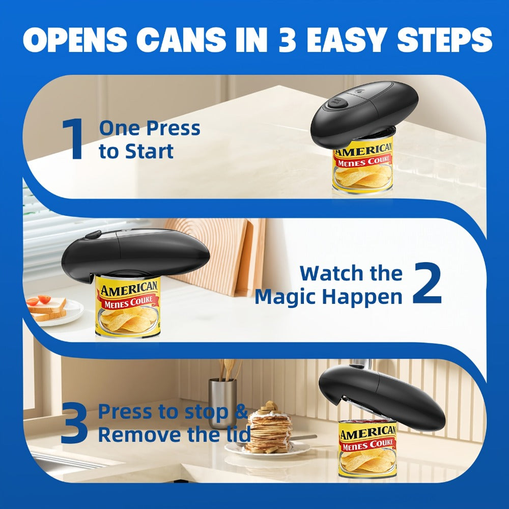 Electric Can Opener One-Touch Automatic – Smooth Edge Battery Operated Handheld Opener for All Can Sizes, Best Kitchen Gadget for Seniors, Arthritis & Weak Hands, Great Gift Idea