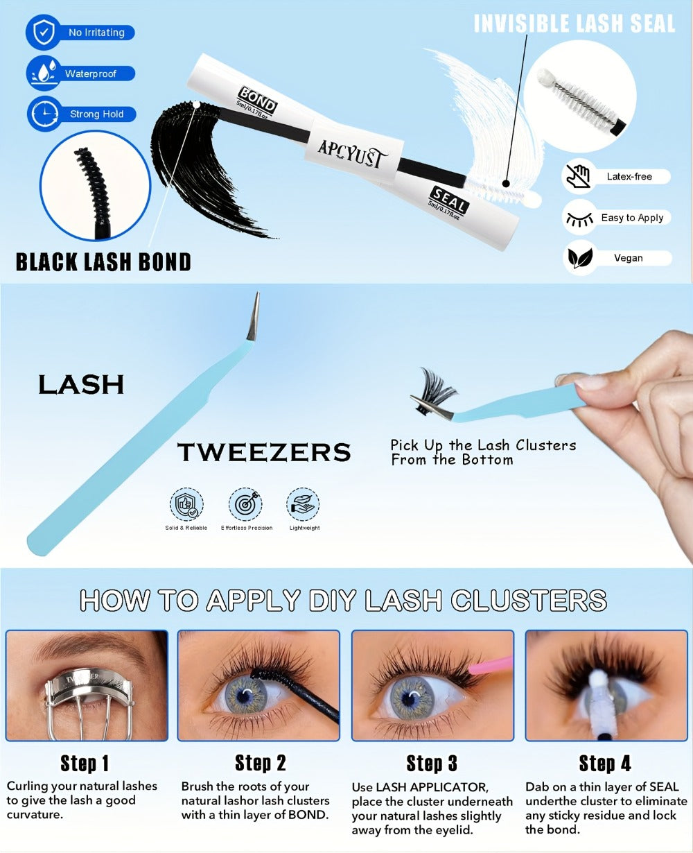 Anime Spike Lash Clusters Kit 8mm-18mm C Curl Individual Spiky Lash Extensions with Adhesive Glue – Manga Fairy Wet-Look DIY Volume Lashes for Cosplay, Editorial & Bold Eye Looks