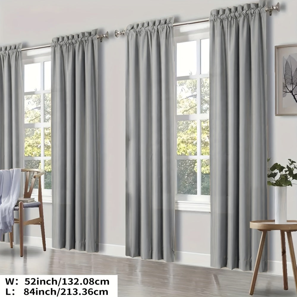 Blackout Curtains 4 Panels Thermal Insulated Room Darkening Drapes – Rod Pocket, Energy Saving, Solid Color for Bedroom & Living Room, 7 Colors & Multiple Sizes