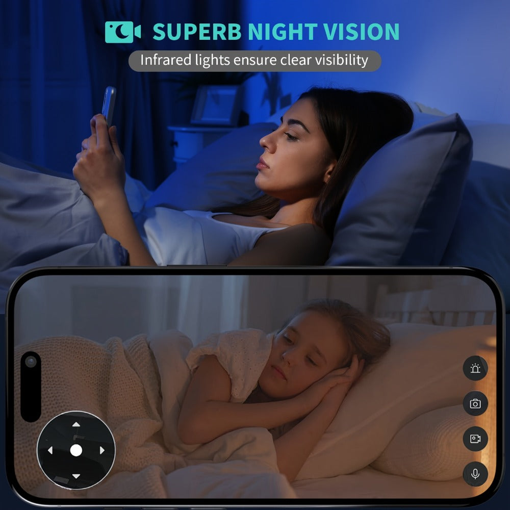 2K 4MP Indoor Security Camera 360° Full View, Dual Band 5G/2.4G WiFi, AI Motion Detection, Night Vision, Two-Way Audio, App Monitoring – Home & Office Surveillance