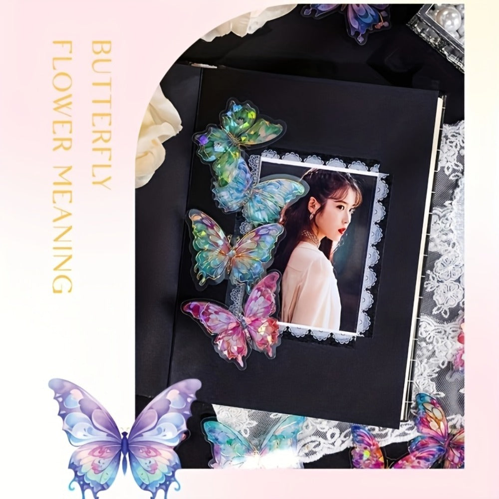 3D Butterfly Stickers 120pcs Holographic Glitter Resin Clear Aesthetic Decal Pack for Scrapbooking Journals Phone Cases Laptops Water Bottles DIY Crafts – Gift for Teen Girls