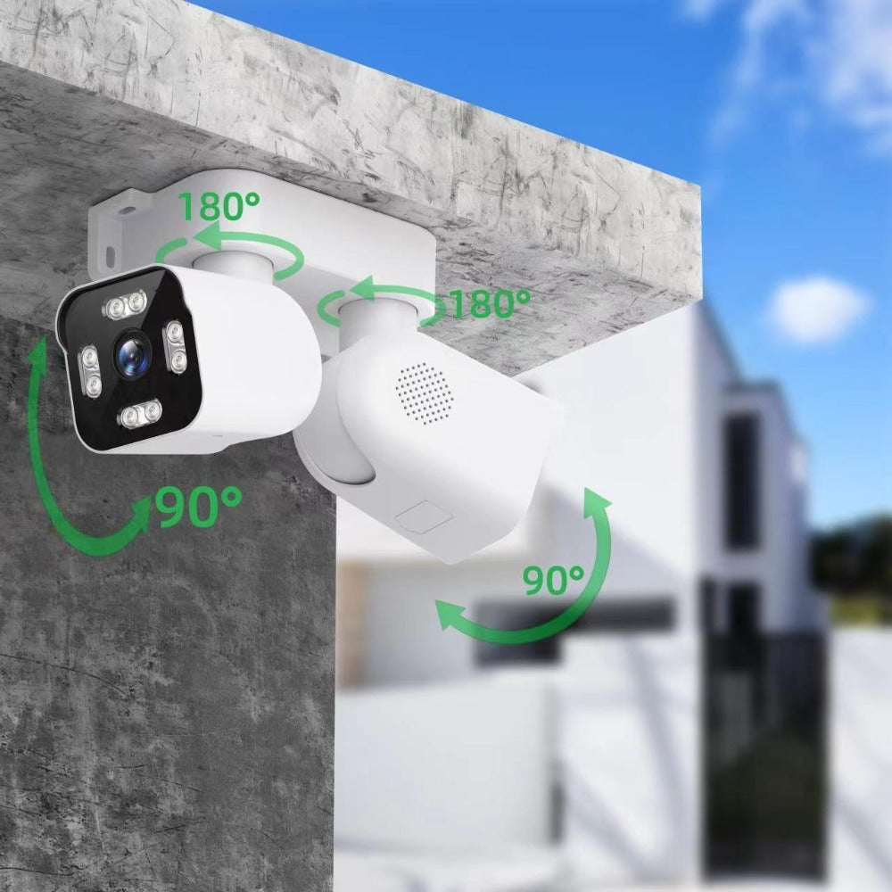 8MP Dual Lens PTZ Security Camera Outdoor Indoor WiFi Wireless Surveillance Camera 360° Panoramic View Corner Mount Full Color Night Vision Waterproof IP66
