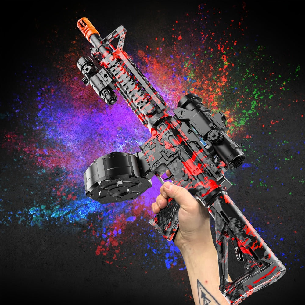 Large Drum Magazine Automatic Dual Mode Foam Blaster – Full Auto & Semi-Auto Outdoor Team Battle Toy Gun for Kids Boys Ages 8+, Christmas Birthday Gift Red