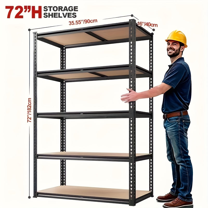 Heavy Duty Metal Shelving Unit 72 Inch – 400 lbs Per Shelf Adjustable Steel Storage Rack for Garage, Warehouse, Home & Office, Industrial Style Utility Shelf, Easy Assembly