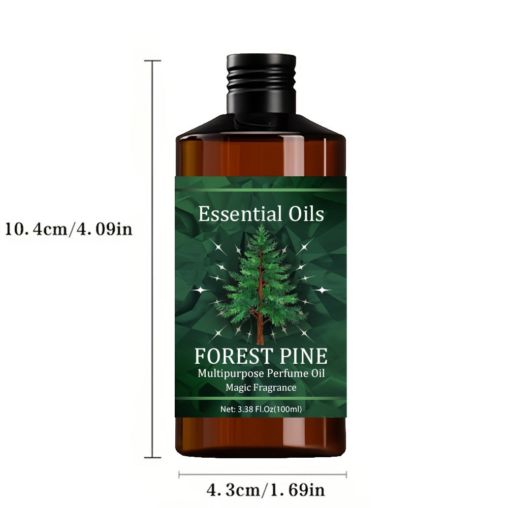 Forest Pine Essential Oil with Glycerin & Jojoba 100ml 3.38oz – 100% Pure Natural Therapeutic Grade for Skin Care, Hair Growth, Nail Strengthening, Body Massage & Aromatherapy, Wellness Gift for Women Men
