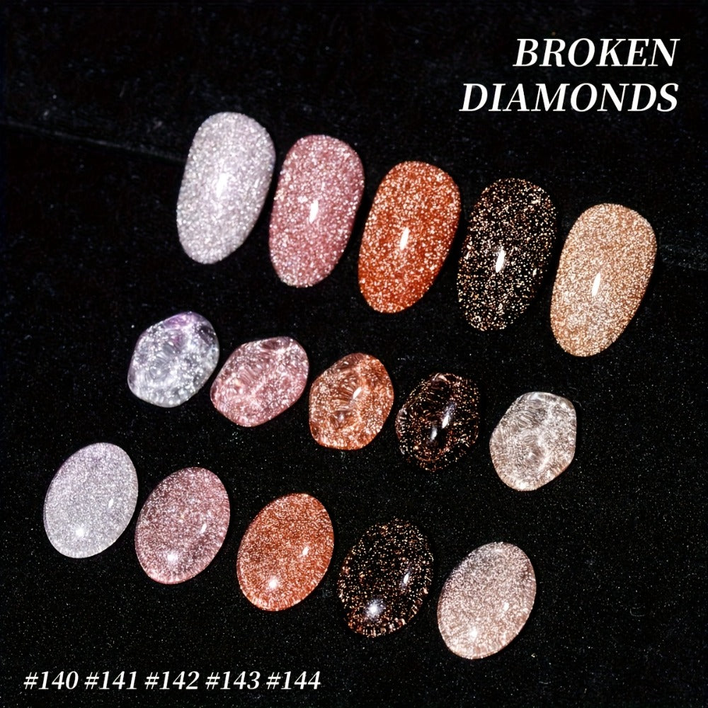 Glitter Gel Nail Polish Set 5 Colors Pastel Sparkling Diamond Shimmer – Soak-Off LED UV Semi-Permanent Gel Varnish Photo Frame Bottle Spring Summer Nail Art Kit for Women Home Salon Manicure Gift