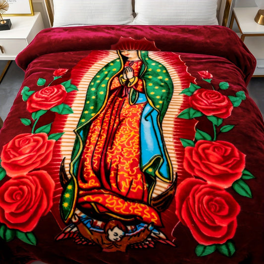 Reversible Plush Blanket, 2-Ply 520 GSM with Animal & Floral Designs