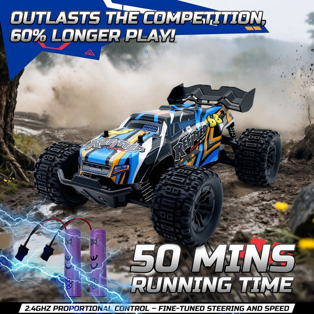 RC Off-Road Car 1:18 Scale 4WD, 35+ KM/H Hobby Grade 2.4GHz Remote Control Truck, Blue or Red