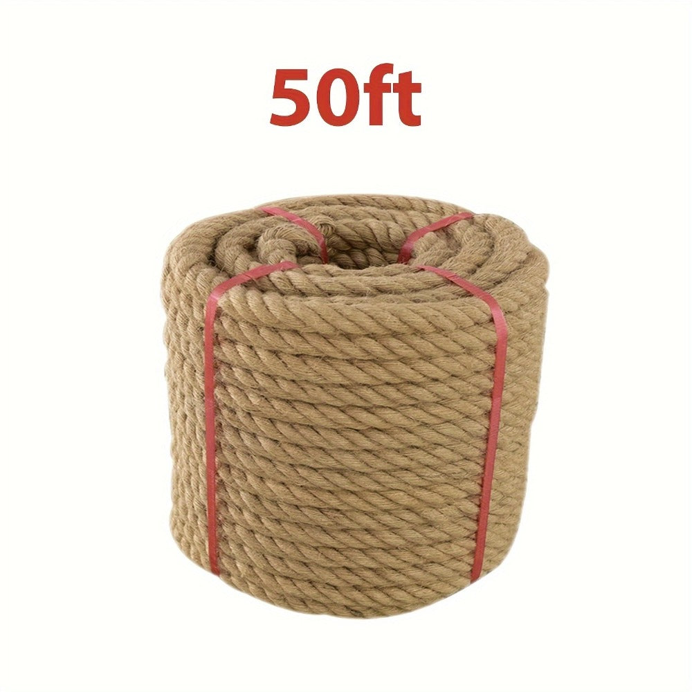 Manila Rope Natural Jute Twisted Hemp Rope – 3/4" 1" 1-1/4" 1.5" Thick Heavy Duty Outdoor Rope for Swing Bed Hammock Railing Crafts Tug of War Landscaping Gardening Bundling Home Decor
