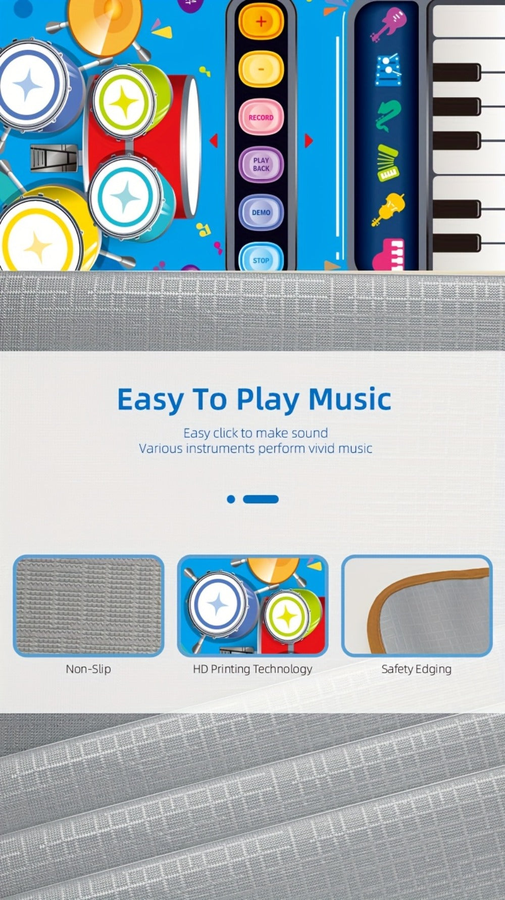 Kids Electronic Drum Music Mat, Multifunctional Musical Toy for Skill Development & Family Bonding, Dance Drum Pad for Boys & Girls, Birthday Christmas Holiday Gift for Children Ages 3+