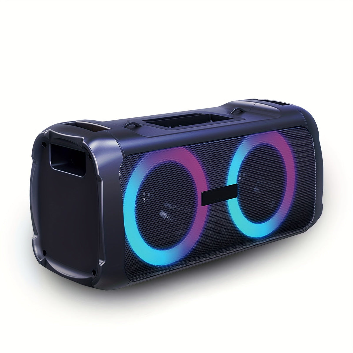 Large Outdoor Party Speaker with Dual 6.5" Subwoofer & LED Lights, Loud Portable Bluetooth Speaker with Shoulder Strap, Phone Tray, Mic Input, TWS Pairing, TF/USB/AUX, 5H Battery for Camping Beach Garage Parties