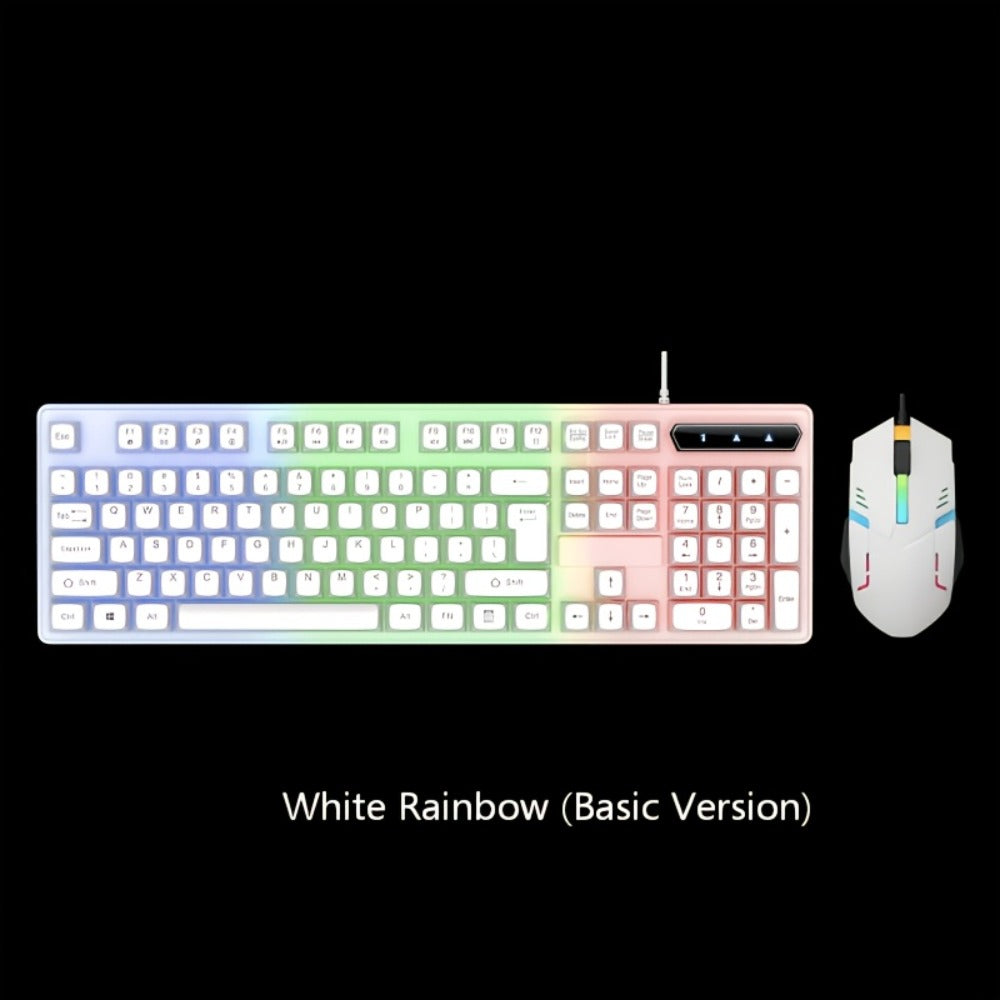 Hot-Swappable Mechanical Keyboard and Mouse Combo 34 Lighting Effects True Mechanical Blue Switches Retro Style USB Wired Aesthetic Gaming Set for Desktop Laptop Windows Mac Gift for Boyfriend Girlfriend