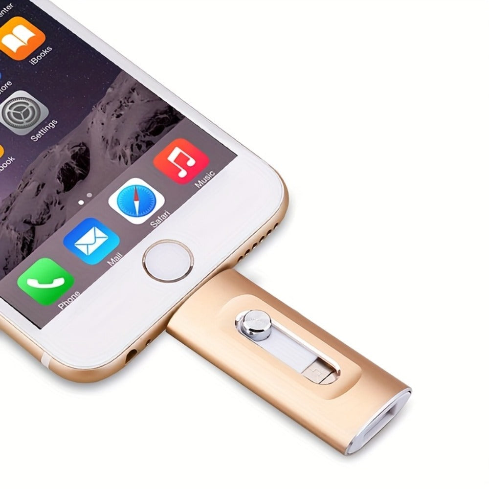 4-in-1 USB 3.0 Flash Drive 128GB 256GB for iPhone, Android, USB-C & PC – Ultra-Fast Data Transfer Thumb Drive Photo Stick Memory Stick with Lightning, Type-C, USB-A & Micro USB Ports