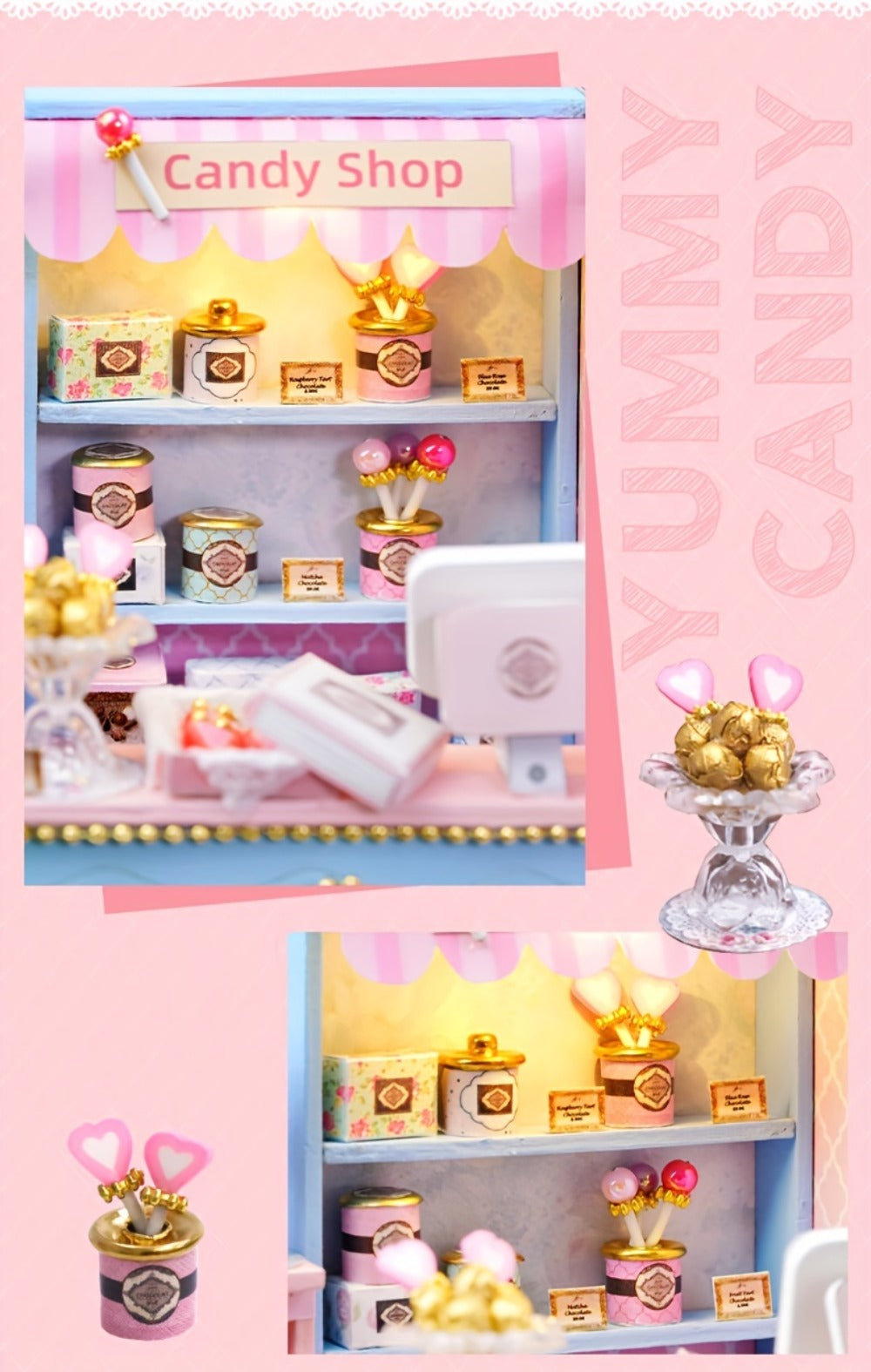 DIY Wooden Miniature Shop Kit with Dust Cover in Four Themes