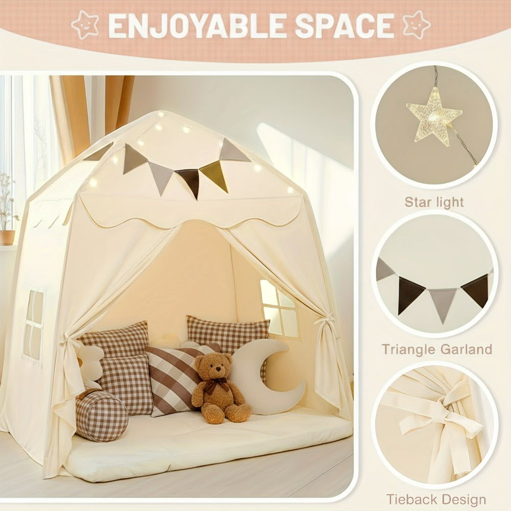 Kids Play Tent with Foldable Design in Beige, Pink, Green, Brown or Cream
