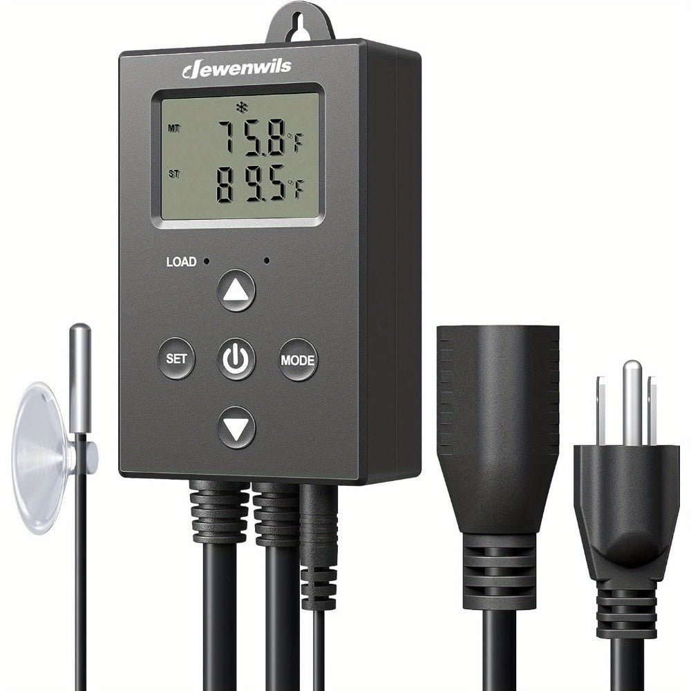 Digital Temperature Controller Thermostat Outlet Heating Cooling Mode 14°F-140°F LCD Display Buzzer Alarm 120V 10A 1200W for Freezer Greenhouse Reptile Aquarium Incubator Home Brewing