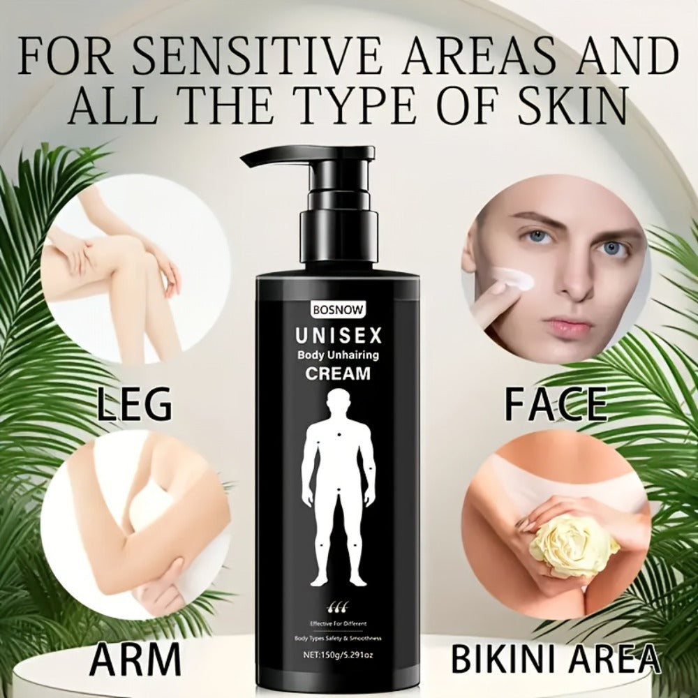 Hair Removal Cream Sensitive Skin 5 Minute Gentle Depilatory Gel 150g - Body Chest Back Private Parts Hair Removal for Men and Women Painless Smooth Unisex Safe Formula