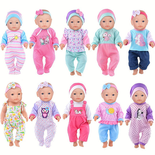 10-Outfit Doll Clothes Set for 14-16 Inch and 43 cm Baby Dolls