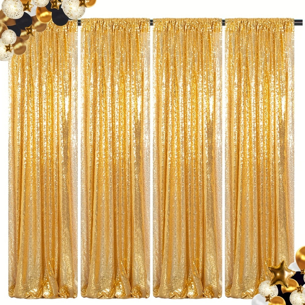 Sequin Backdrop Curtains 2FTx8FT Glitter Photography Background Panels for Party Wedding Birthday Stage Decoration Gold Yellow Shimmer Curtain Set 4 6 10 Panels Available