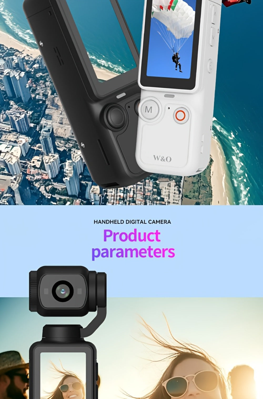 4K Pocket Camera with 180° Rotating Lens, 100MP, 2000mAh Battery & 32GB Card – 1.9" Screen, USB-C Charging, Webcam Function, Mini Compact Cam for Outdoor Sports, Cycling & Vlogging
