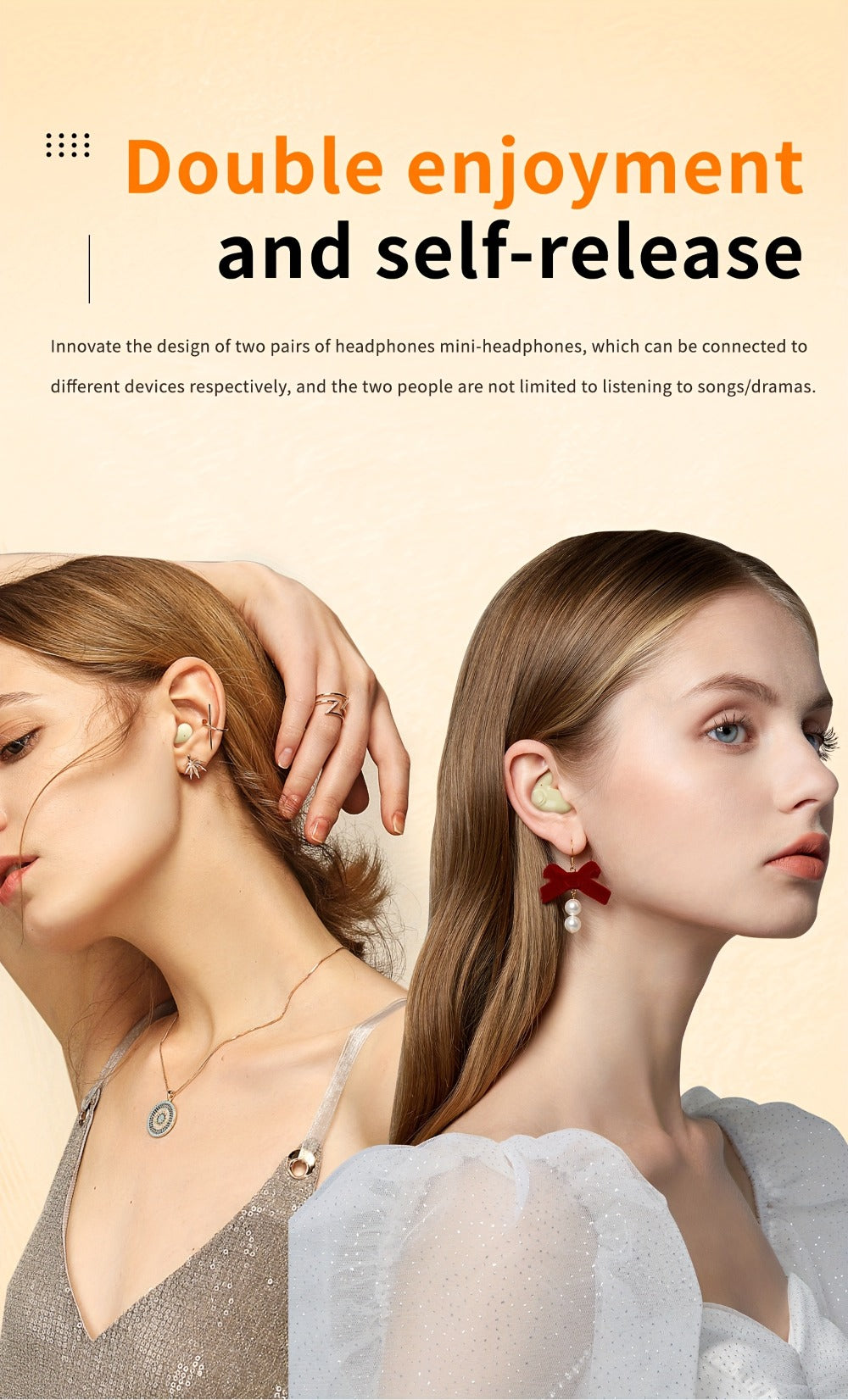 Invisible Sleep Wireless Earbuds 2 Pairs, Mini In-Ear Earphones HiFi Sound Noise Reduction Bass Touch Control Digital Display Long Battery Type-C, for Office Leisure Sport Sleep Men Women