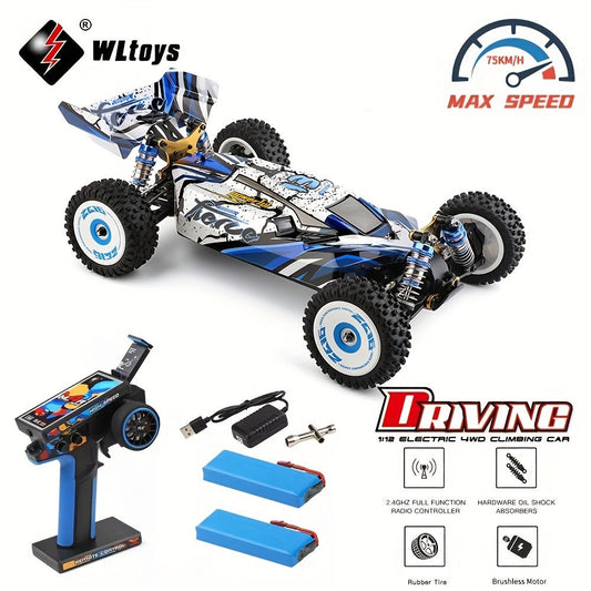 Wltoys 124017 Brushless 4WD RC Car, 75 KM/H Off-Road Drift Racer with 2 Batteries