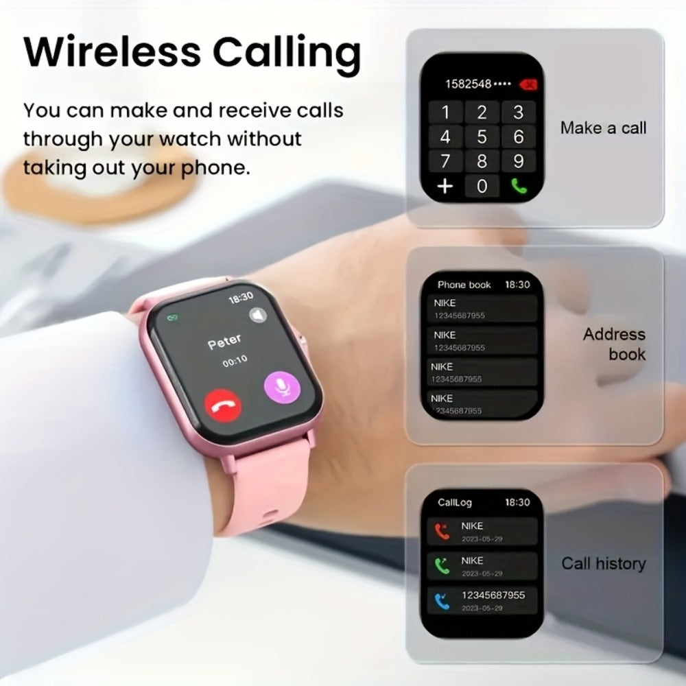 Unisex GPS Smartwatch 1.83" Full Touch – Wireless Calling, Music Playback, Remote Camera Control, Multi-Sport Fitness Tracker, Message Alerts, Pink Silver Gold – Android & iPhone Gift Watch