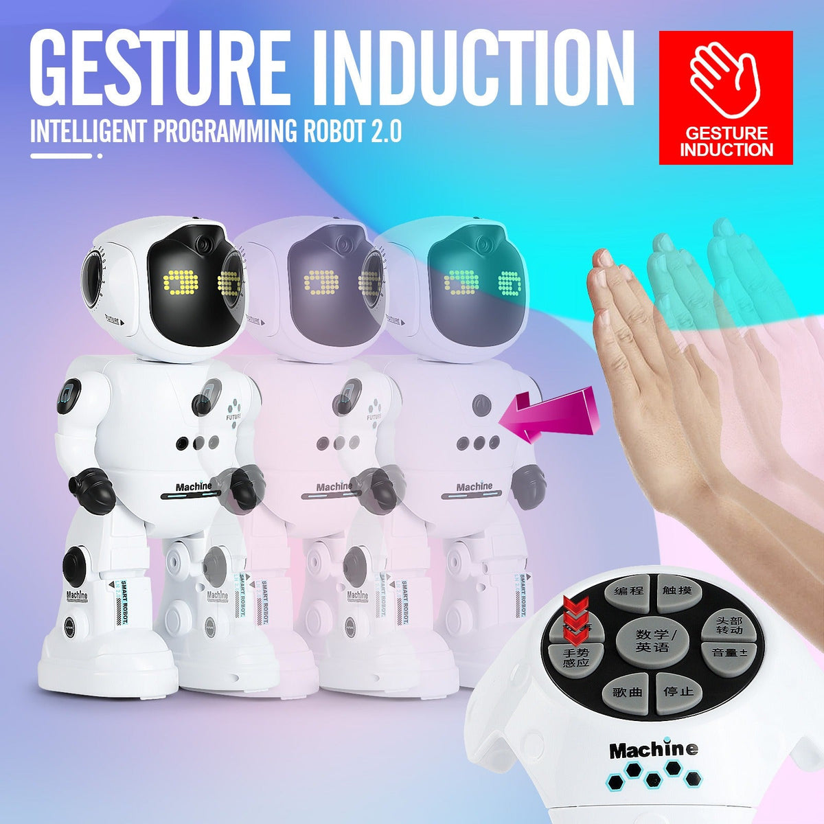 Gesture Control RC Robot Toy for Kids – Voice Recording, Programming, EMO LED Infrared Intelligent Interactive Robot, STEM Gift for Boys Girls Ages 6 7 8 9 10, Birthday Christmas (Green/Blue/Yellow)