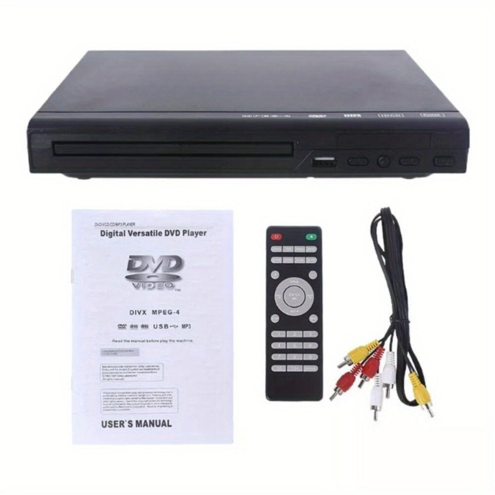 Region-Free DVD Player 1080P – Compact Design, USB Powered, RCA Cable & Remote Control Included, All Region Disc Compatible for Smart TV & Flat Screen