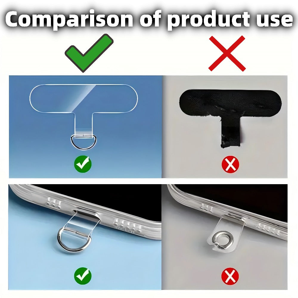 Phone Lanyard Patch 30pcs Transparent TPU Adhesive Pad Metal Buckle Anti-Lost Hook Universal DIY Strap Tether Kit for Phone Cases Keys AirPods Accessories – Clear