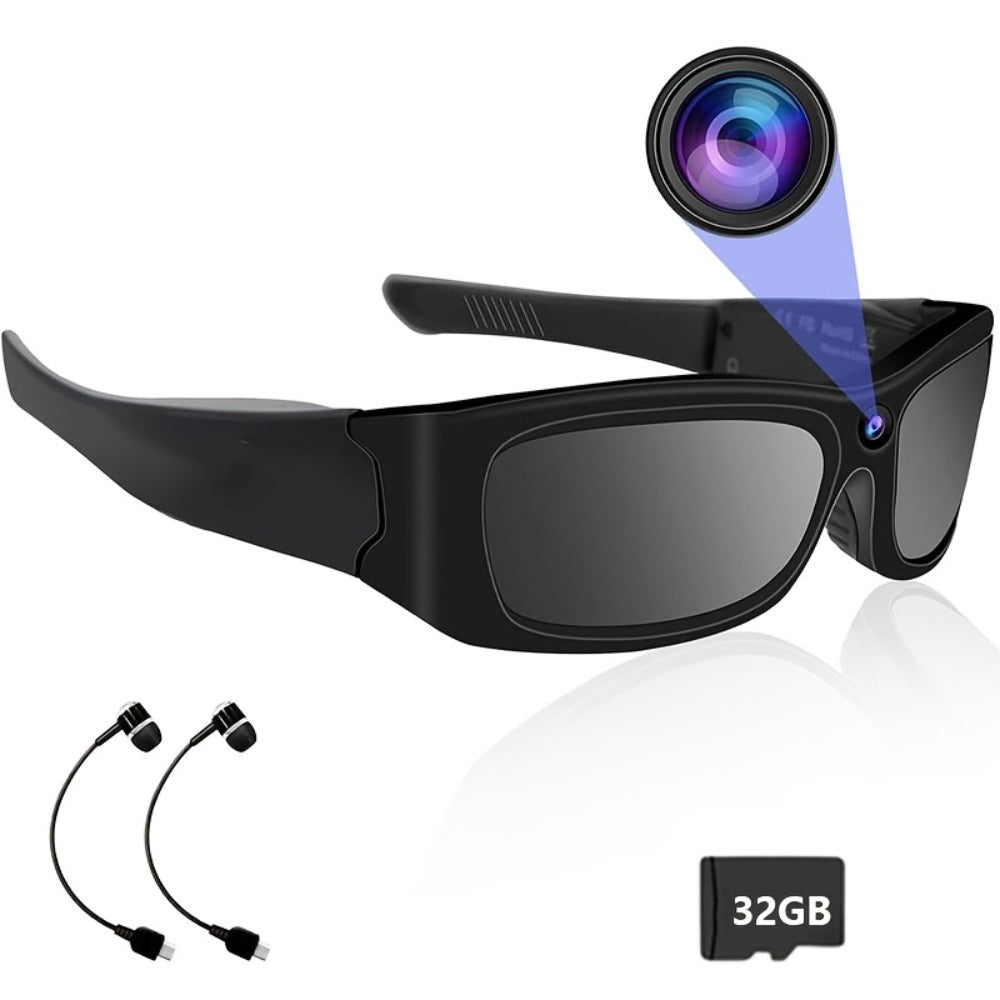 Smart Glasses Camera 1080P HD Video Recording, Built-in 32GB, Music Playback & Phone Call, Wearable Action Camera Sunglasses, 2-Hour Battery, for Travel Vlogging Outdoor Sports, Valentine's Day Gift