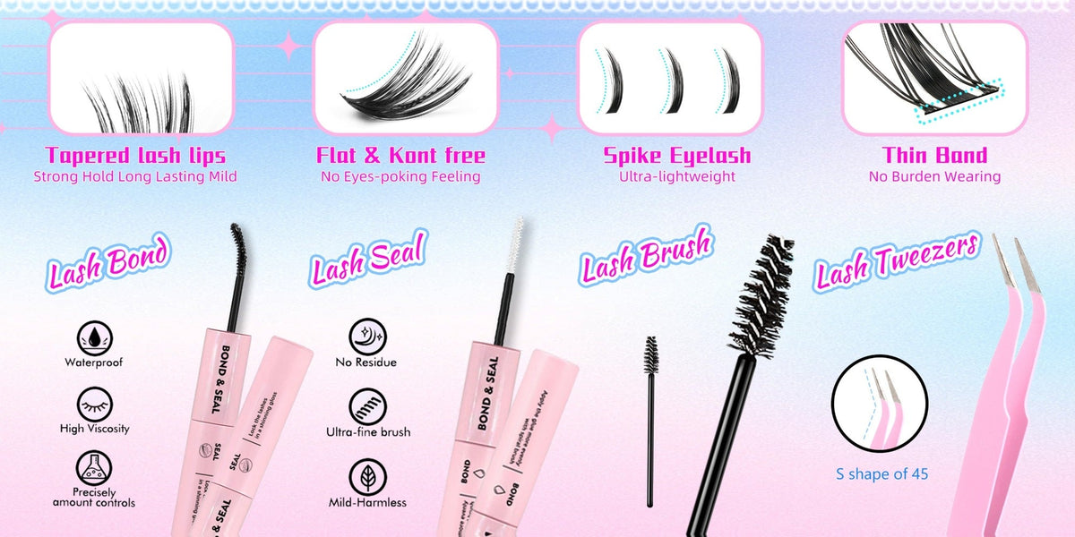 DIY Lash Clusters Gift Set 30D-100D Mixed Length Soft Fluffy Volume Cluster Lashes with Tweezers & Mascara Wands – Natural to Glam Look, Perfect Beauty Gift for Her & Mom