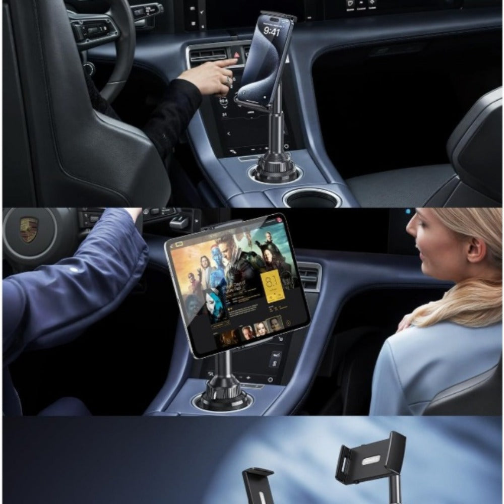 Car Headrest Tablet Holder Adjustable Clamp Mount for iPad iPhone Android Tablets 4.3-11 Inch Universal Backseat Tablet Stand 10.57 Inch Height Adjustable Arm Road Trip Travel Companion Black