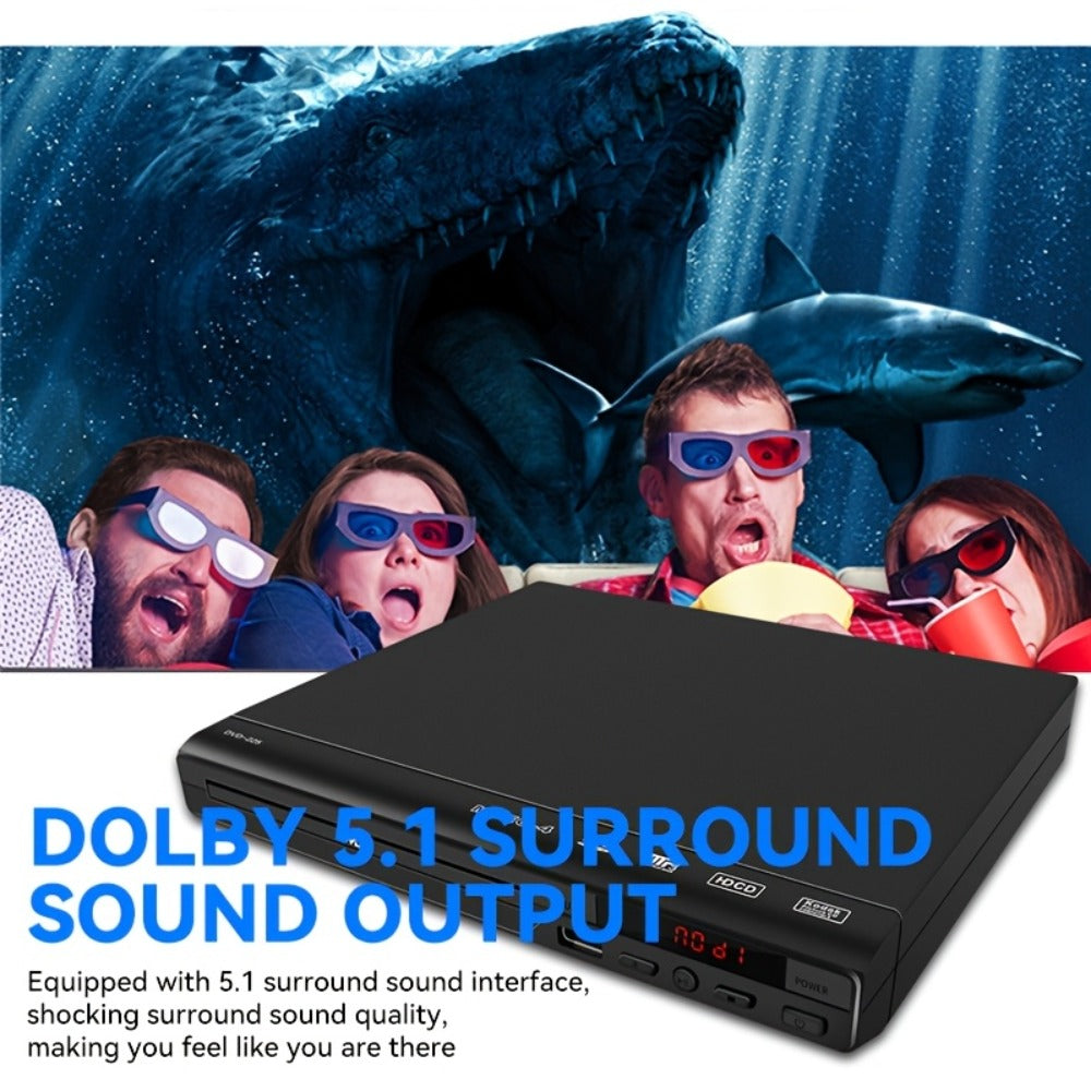 1080P Full Region DVD Player for Elderly, HD AV Output USB Direct Read Smart Error Correction, Easy Home DVD Player with Remote Control, Supports DVD CD VCD SVCD & USB Flash Drive