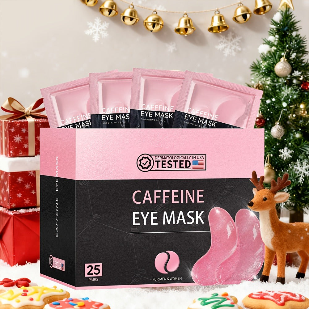 Caffeine Eye Mask 25 Pairs Under Eye Patches with Collagen Hyaluronic Acid Glycerin - Reduces Dark Circles Puffiness Firms & Hydrates Korean Skincare Eye Pads for Women Men All Skin Types