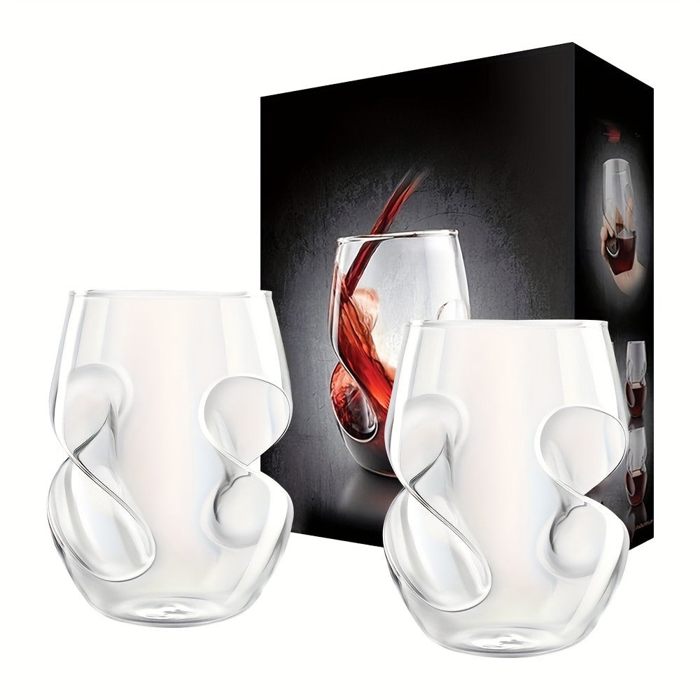 Borosilicate Drinking Glasses Set of 2 – 16 Oz Elegant Curved Glassware for Wine, Iced Coffee, Mojitos, Juice & Whiskey – Perfect for Parties, Weddings, Picnics & Gatherings
