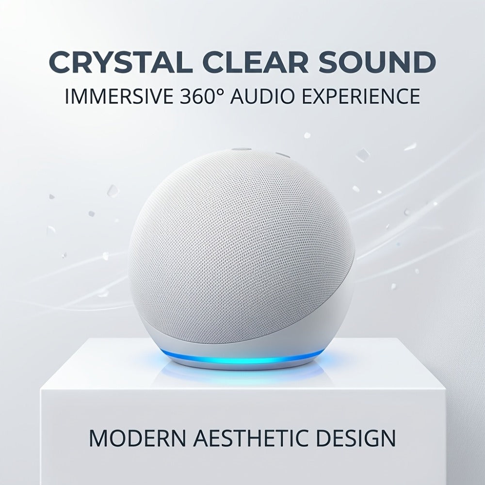 Spherical Bluetooth Speaker with RGB LED Light – Wireless Subwoofer, TWS Stereo Pairing, Portable Base, 360° Surround Sound, Globe Shape Wireless Speaker for Home, Desktop & Holiday Gifts