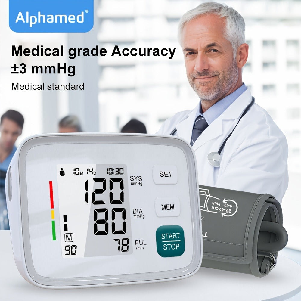 Blood Pressure Monitor Upper Arm - ALPHAMED U80E Automatic Digital Sphygmomanometer with Adjustable Cuff 8.7-17 Inch, 2×90 Group Memory, Large Display for Home Use, Battery Operated