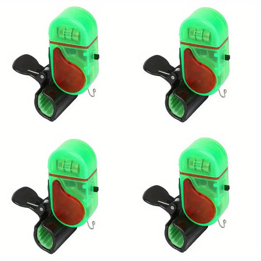 Fishing Bite Alarms with Sound and LED Indicator, Green 4-Pack for Night Fishing
