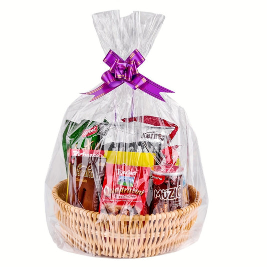 Clear Cellophane Gift Basket Bags, 18 x 30 Inches, 50-Pack for Gift Wrapping