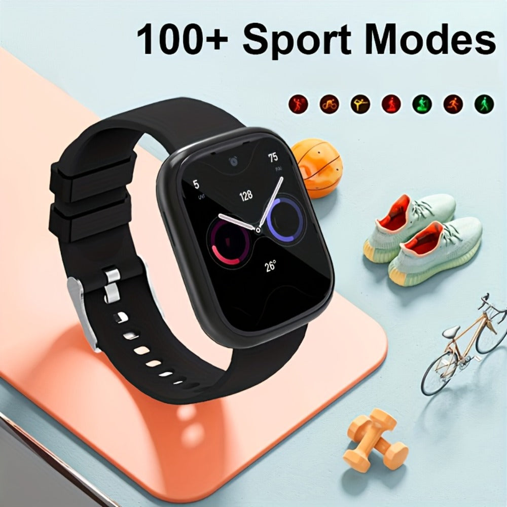 Full Touch Screen Smartwatch 95% Screen Coverage Customizable Watch Dials – 1.83" TFT Wireless Calling SMS Reminders Multiple Sport Modes Compatible with Android iPhone Unisex Black Pink Gift