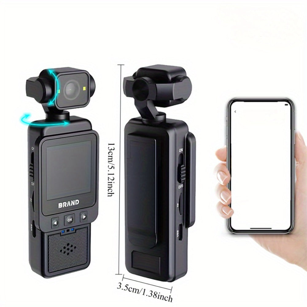 Action Camera 10180P with 360° Rotating Lens, Lightweight 150g Wearable Vlog Camera with 32G Card Option – Pocket-Sized Rechargeable Cam for Vlogging, Sports & Outdoor Adventures