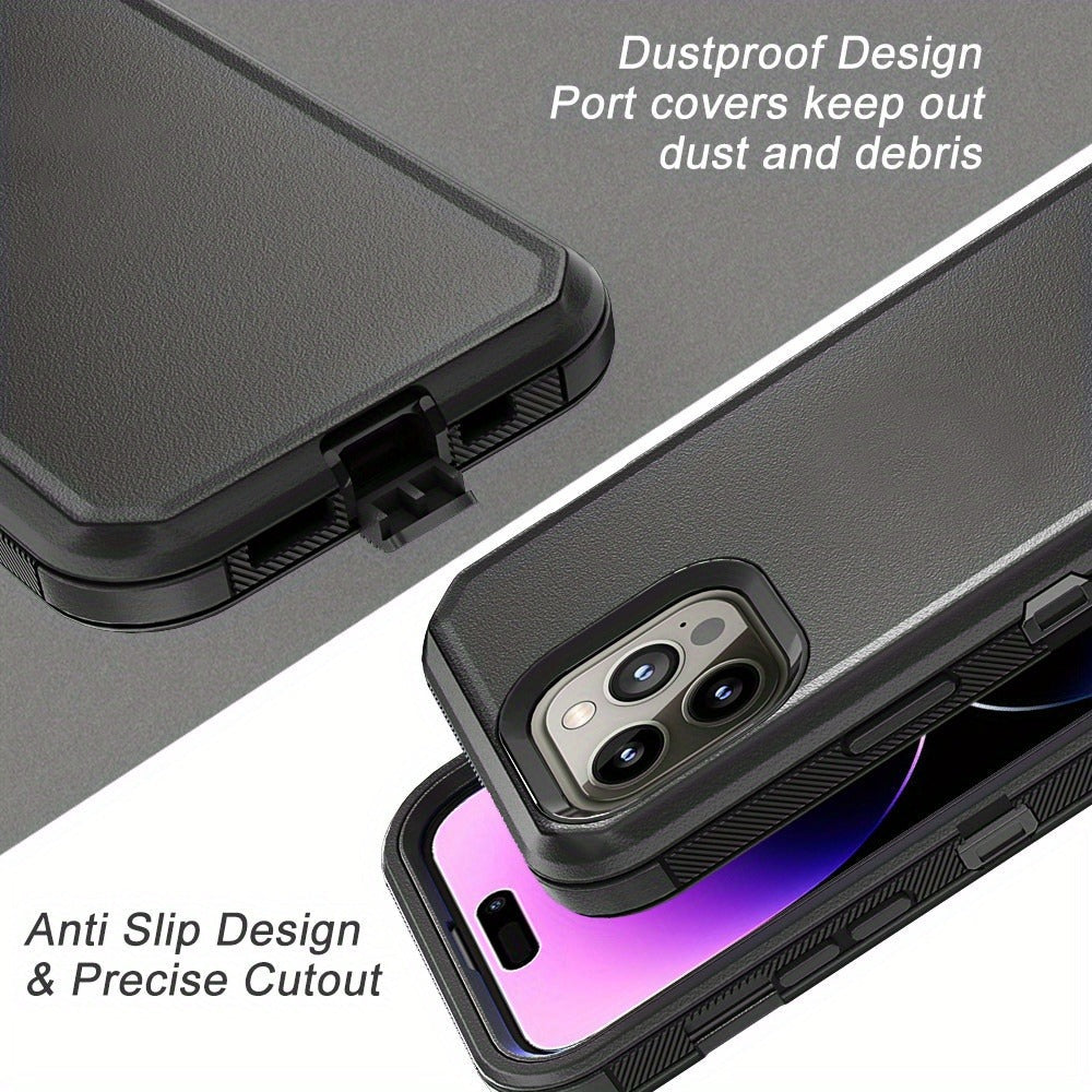 Rugged iPhone 14 Belt Clip Holster Case with Rotating Clip Heavy Duty TPU PC Dual Layer Shockproof Drop Protection Wireless Charging for iPhone 14 Pro Max 14 Plus 14 Pro 14 – 3 Colors Men Outdoor