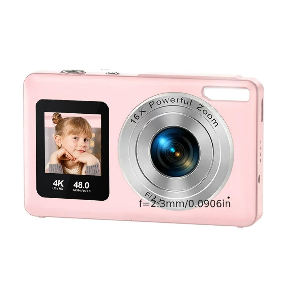 4K Dual Screen Digital Camera 18X Zoom Vlogging Camera with Anti-Shake 64GB Card & 2 Batteries – Selfie Point and Shoot Camera Gift for Friends Family