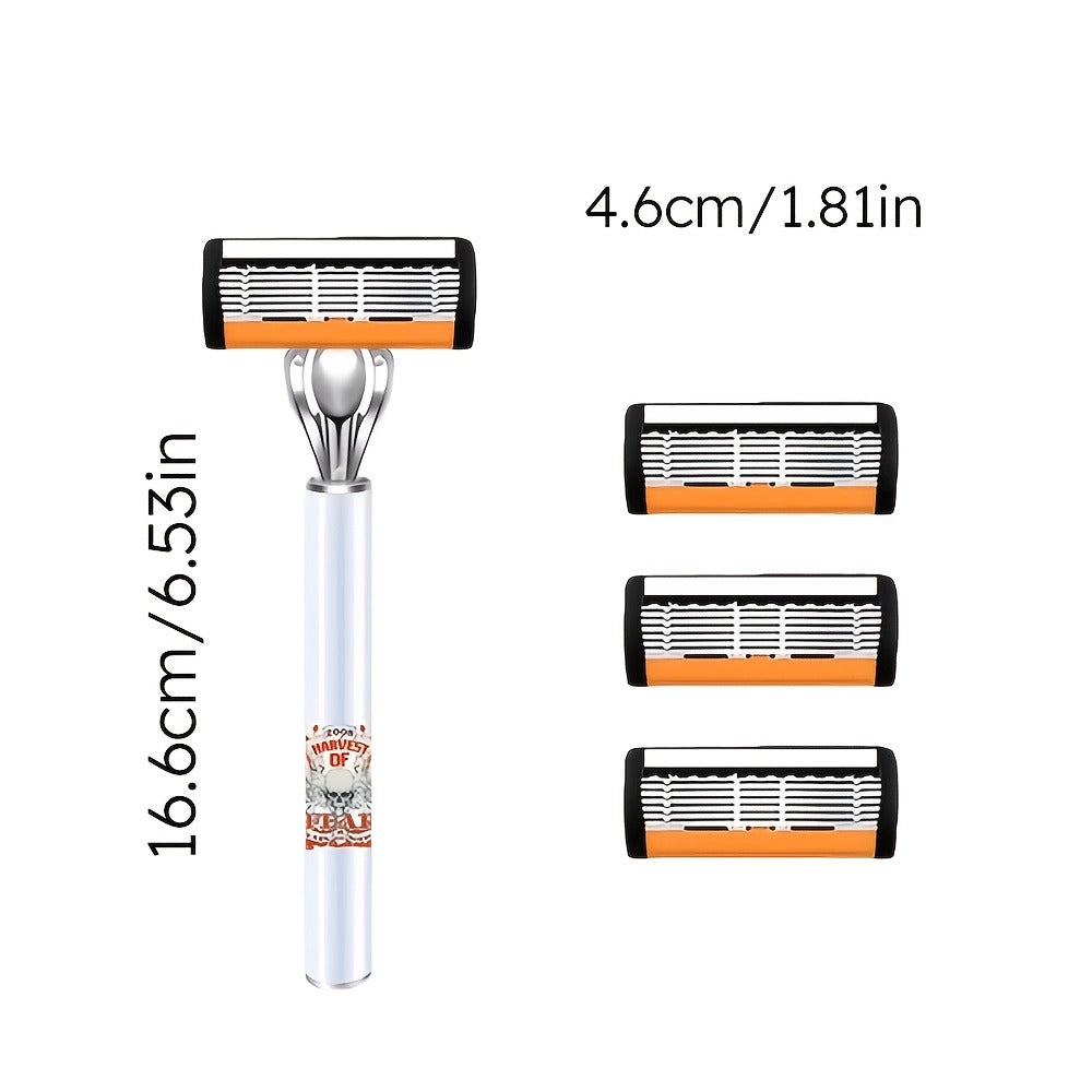 Men's Safety Razor Set 72 Blades 2 Non-Slip Handles Progressive Classic Style Painless Shaving Kit – Close Shave Replacement Blade Razor for Daily Face Neck Grooming, Birthday Father's Day Gift for Him