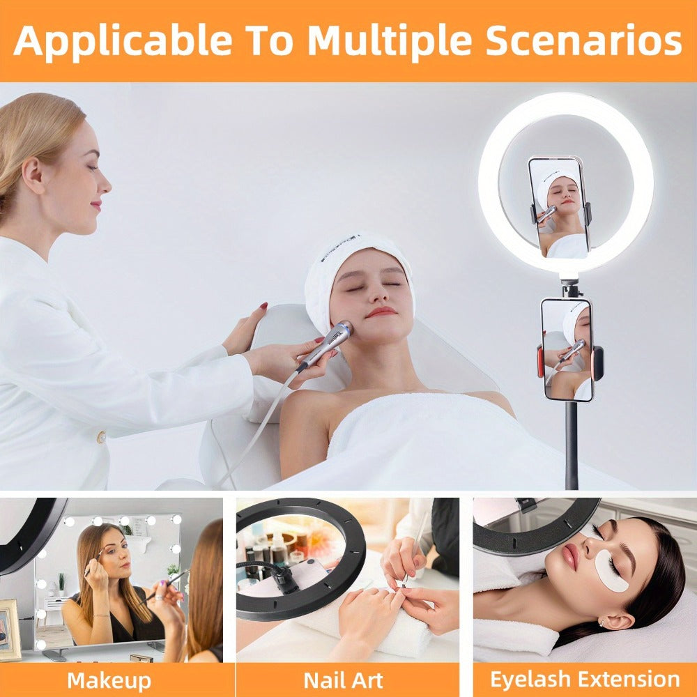 Selfie Ring Light 10/12 Inch with 42-Inch Retractable Tripod Stand | USB Powered, Cold Shoe Mount, Compatible with Smartphone, Camera & Webcam for YouTube, Instagram, TikTok & Live Streaming