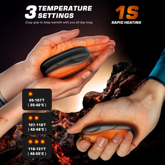Rechargeable Hand Warmers, 2-Pack with Charging Case for Cold-Weather Outings