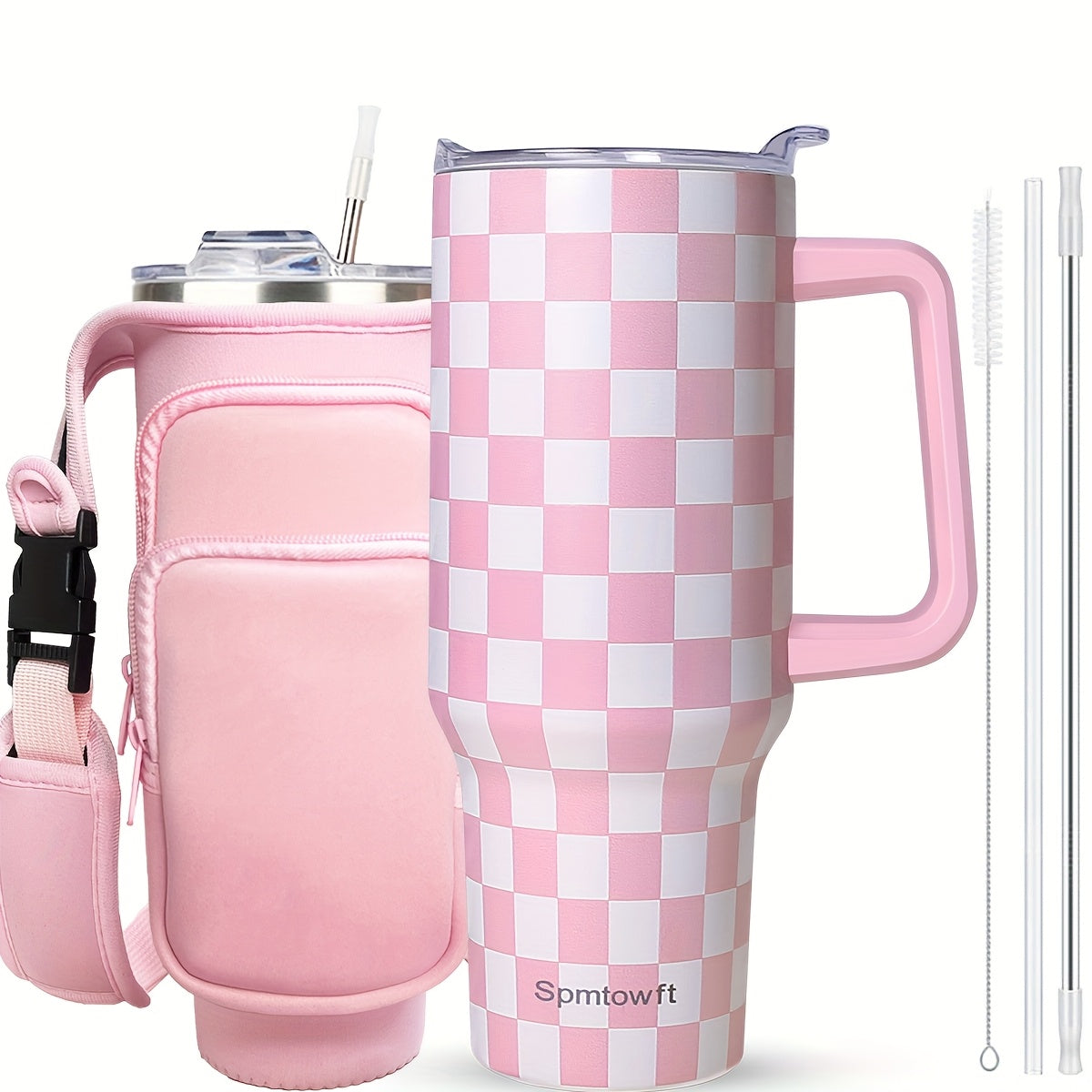 40oz Tumbler with Handle and Straw – Insulated Stainless Steel Water Bottle, Leak-Proof Lid, Cup Holder Friendly, 34H Cold / 8H Hot, Carrier Bag Included, Gift for Women & Men, 5 Colors (Sports, Gym, Travel)